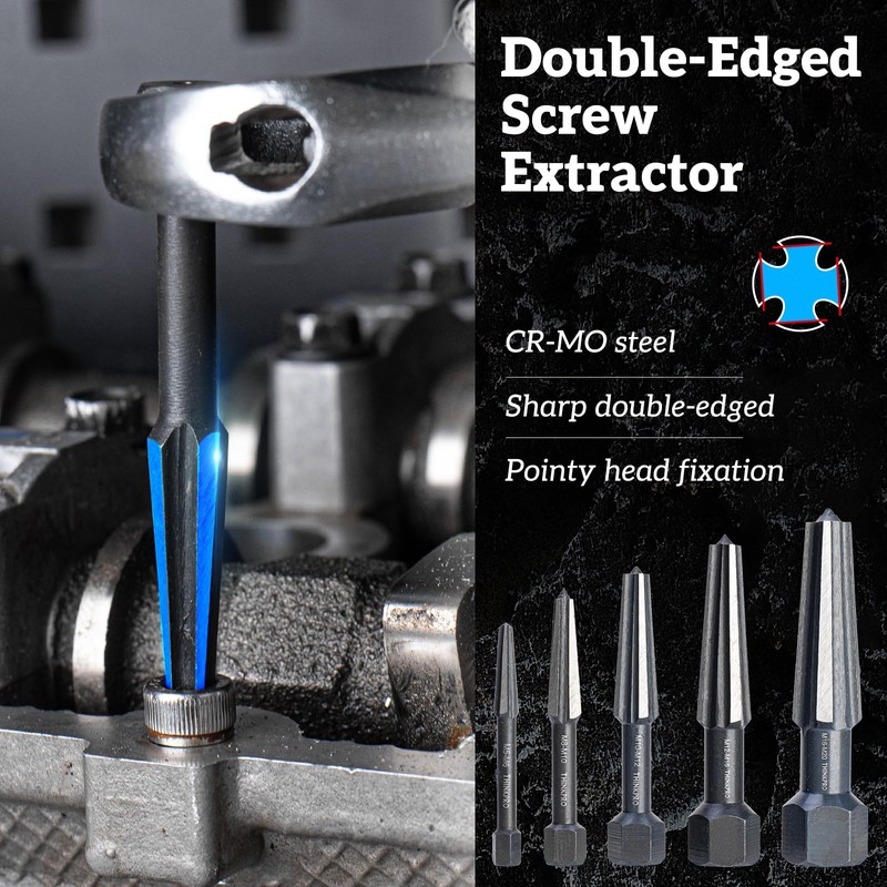 Thinkpro Bolt Extractor Kit,10PC Screw Extractor and Left Hand Drill