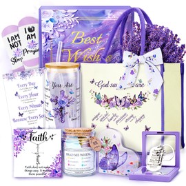 13PCS Birthday Gifts for Women,Christian Gifts for Women Faith,Self Care Package Get Well Soon Baskets,Lavender Relaxing Spa Care Package,Birthday Mothers Day Baskets for Her Mom Friend Sister Wife