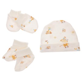 Baluue 1Set Cotton Scratch Gloves Foot Covers Hat Newborns Comfortable Durable Costume Accessories Newborn Supplies for Boys
