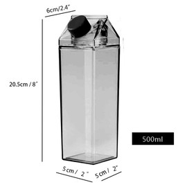Jinberry 500ml/17Oz Cute Leakproof Milk Carton Water Bottle Portable Drinkware for Outdoor Climbing Tour or Camping