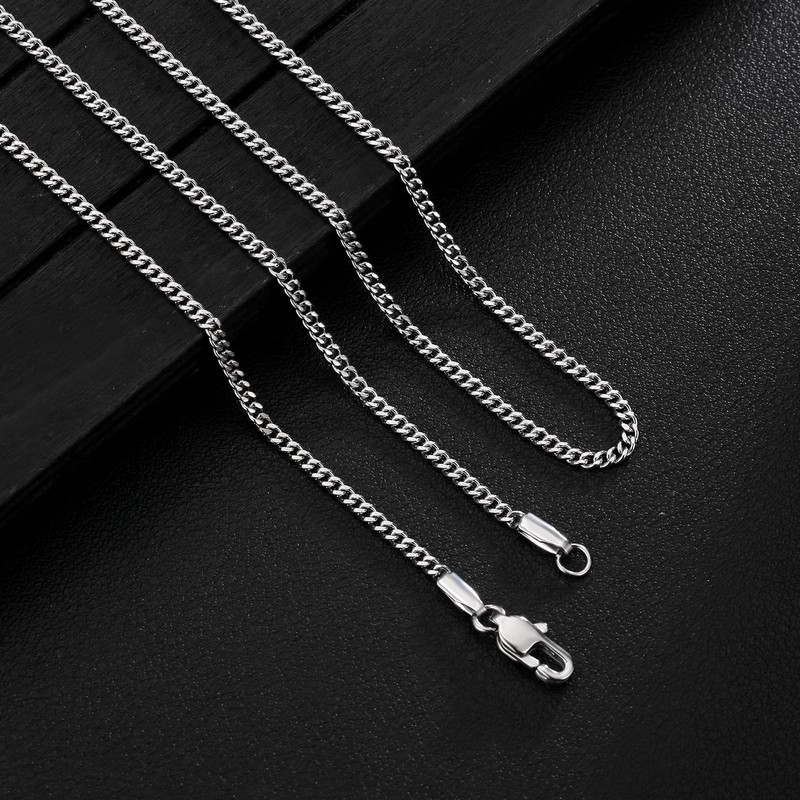 KRKCLIFE 2MM Chain Necklace for Women Men 18", 14K White