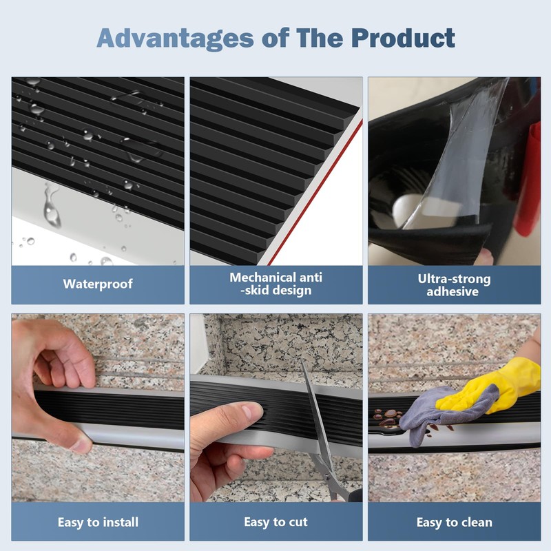 Pionasuicg Rubber Stair Edging Self Adhesive Staircase Step Edge Protector