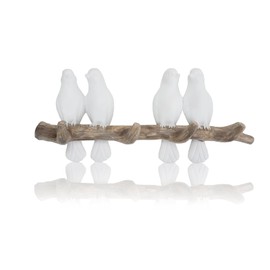 QUMENEY Birds Hook Wall Hanger Resin Decor Hook Mounted Coat Robe Hook Key Organiser Rack for Living Room Bathroom Kitchen (4 Birds)