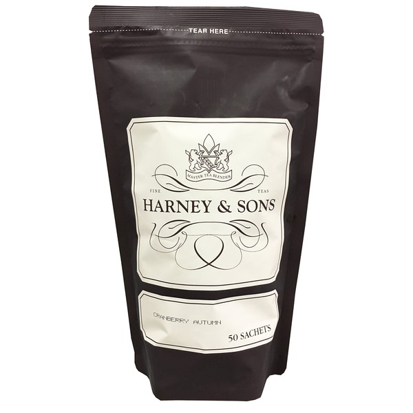 Harney & Sons Cranberry Autumn Tea 50 Count Sachets Black Tea with Cranberry and Orange