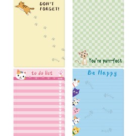 Cats Memo Pads 4 Pack Cute Animal Notepads for Office Home Gifts School Supply to Do List