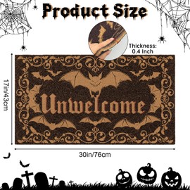Halloween Unwelcome Door Mat, Gothic Dark Bat Doormat Indoor Outdoor