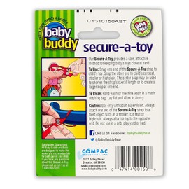 BABY BUDDY Secure-A-Toy, Safety Strap Secures Toys, Teether, or Pacifier to Stroller, Highchair, Car Seat, Pink-Lilac