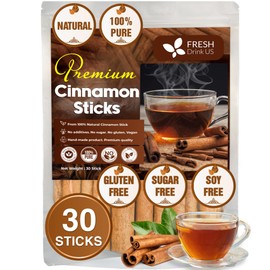 FreshDrinkUS, Premium 30+ Cinnamon Dried Sticks, Whole Sticks, 100% Natural & Pure Cinnamon Inner Bark, Raw Cinnamon Spice Flavor & Strong Aroma, Cinnamon Spice Herbal Tea, Perfect for Warm Beverages