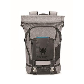 Acer Predator Rolltop Gaming Backpack, Water Resistant Lightweight Travel Backpack Fits and Protects Up to 15.6" Gaming Laptops, Grey with Teal Accents