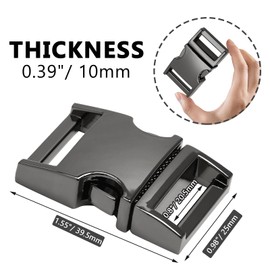 Hordion 6 pcs Metal Side Release Buckle 3/4 inch(20mm), Heavy Duty Webbing Buckle for Backpacks Belt Leather Strap Dog Collar, Gun Black