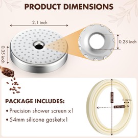 Dunkive Precision Shower Screen with Silicone Steam Ring, Compatible with Breville Espresso Machines (54mm), Stainless Steel Shower Screen for High Precision Coffee Extraction