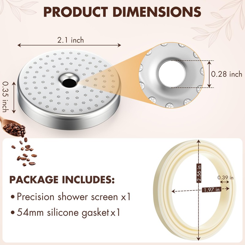 Dunkive Precision Shower Screen with Silicone Steam Ring, Compatible with
