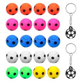 20 Pieces Finger Spinning Footballs With 2 Pieces Football Keychains, Creative Interactive Toys, Party Props For Boys And Girls, 3.5Cm Mini Footballs (Random Colors)