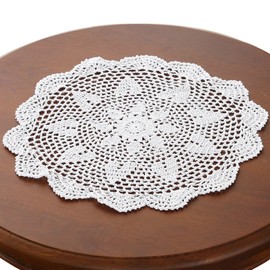 Gracebuy Beige 19 Inch Round 100% HANDMADE Crochet Lace Placemats Doilies Tablecloth