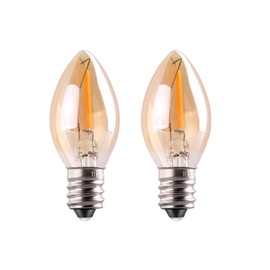 C7 LED Night Light Bulb,Classical Edison Style E12 Candle Base, 0.5 Watt LED Filament Bulb, Sign Light Replacement Bulb, 4 Watts 5 Watts Equivalent, Ultra Warm White 2200K Amber Glass, 50lm, Pack of 2