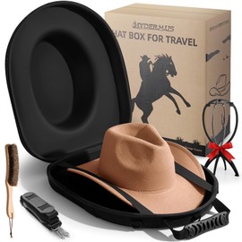 Hat Case for Fedora, Waterproof Small Cowboy Travel Box, Crush Proof Hat Can Storage for Panama, Tweed Hats, Cowboy Hat Holder, Hat Carrier, Black Exterior Interior, Small, Men's Western Gifts