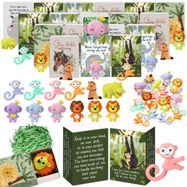 Gaillty 50 Sets Back to School Student Gifts Bulk Emotional Support Animal Erasers Desk Pets Positive Affirmation Puzzle Pencil Eraser Toys with Box Raffia for First Day of School Classroom (Woodland)