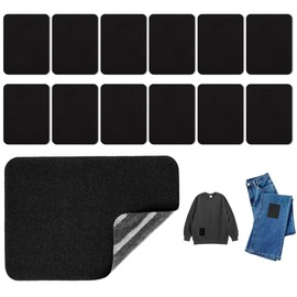 Bangbobi Iron-On Patches, Black, 12 Fabric Patches, Size 12.5 x 9.5 cm, Ideal for Repairing and Decorating, Iron-On Patches