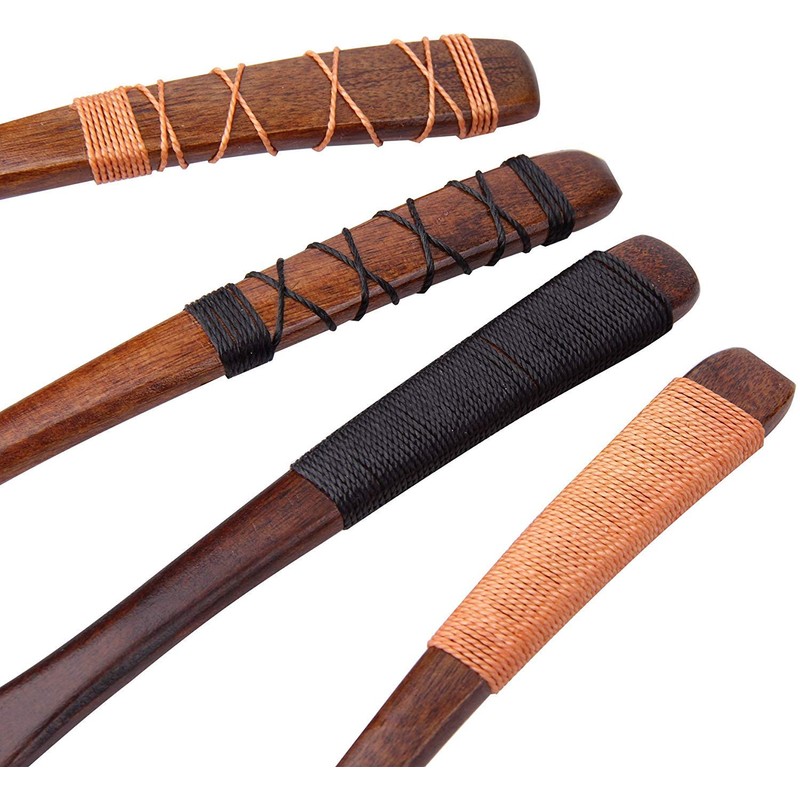 4pc-Handmade Japanese Style Wooden Soup Spoons with Tied Line on