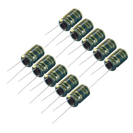 uxcell Aluminum Radial Electrolytic Capacitor Low ESR Green w 1500UF 16V 105 Celsius Life 3000H 10 x 17 mm High Ripple Current,Low Impedance 10pcs