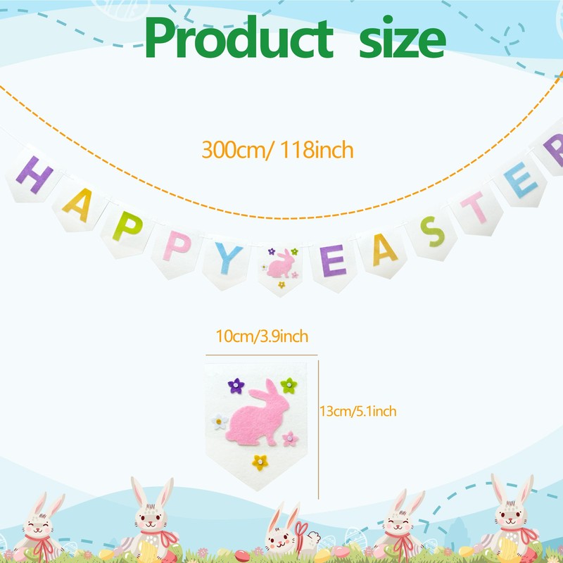 BCCSNNM Happy Easter Banner,Felt Easter Bunny Garland for Wall Mantel