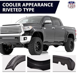 PIT66 Fender Flares, Compatible with 2014-2021 Toyota Tundra, Paintable Smooth Matte Pocket Riveted Style Wheel Flares, 4pcs