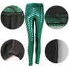 Ayliss New Mermaid Fish Scale Printed Leggings Stretch Tight Pants,Green