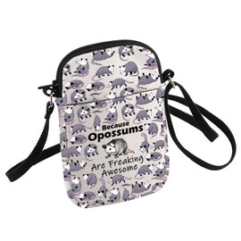 HOLLP Women's Opossums Lovers Animal Print Crossbody Sling Bag, White, Small