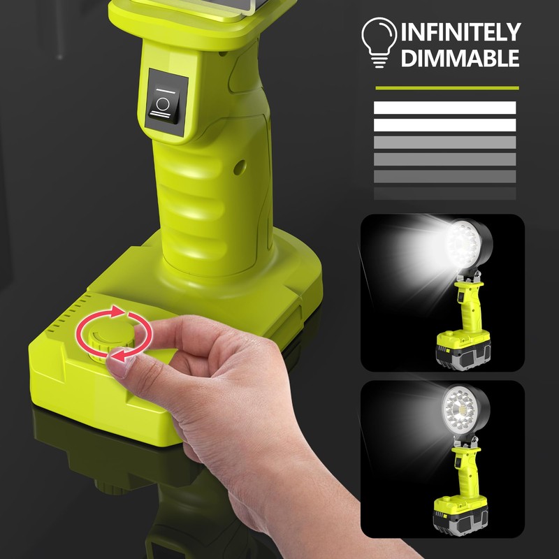 Cordless Work Light, Compatible with Batteries Ryobi 18V One+ Li-ion