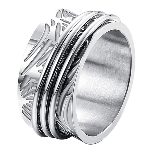 JewelryWe Jewellery Fidget Anxiety Ring Women's Retro Moon Stars Stainless