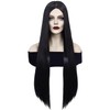 ANOGOL Long Black Wig Middle Part Witch Vampire Cosplay Goth