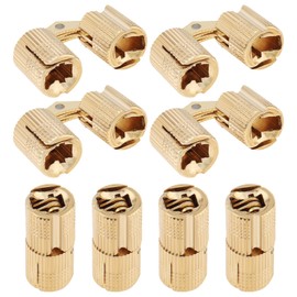 HOJLKLD 8Pcs 10 mm Hidden Brass Barrel Hinges, 180 Degree Opening Angle Concealed Furniture Hinges for DIY Jewelry Box Hand Craft (8, 10mm)