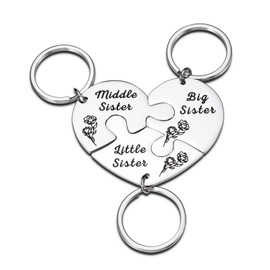 3PCS Sister Keychain Sister Gifts from Sister Birthday Gifts from Sister in Law Wed Big Sister Gifts for Girls Little Sister Big Sister Matching Keychain Sibling Christmas Stocking Stuffers for Adults