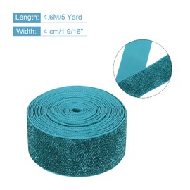 sourcing map Metallic Glitter Velvet Ribbon 1 9/16" x 5 Yard Single Face Sparkle Ribbon Gift Wrapping with Gold Powder Blue