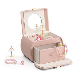 Vlando Caja de Joyas Musical con Bailarina Giratoria, Organizador de Joyas con Cerradura para Niñas para Collares, Anillos y Accesorios para el Cabell