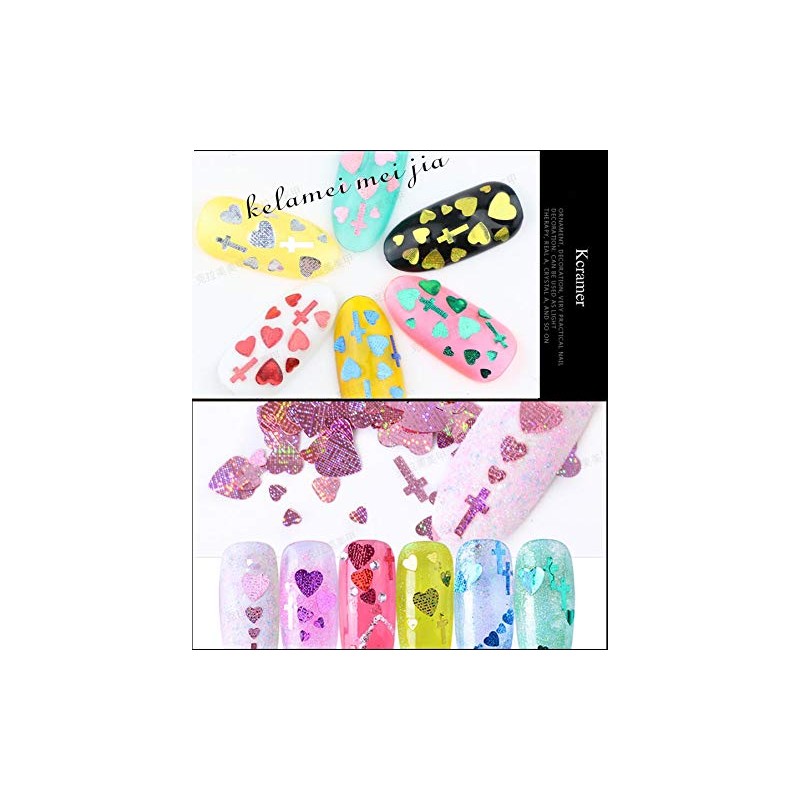 Heart Shaped Hologram Cross Holo 12 Color Set Leather Finish