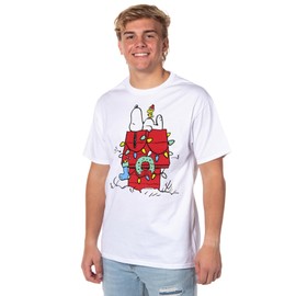 Peanuts Men's Snoopy Woodstock Wishful Thinking Christmas Xmas Holiday T-Shirt (Medium)