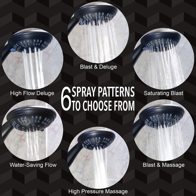 6 Function Handheld Shower Head Kit - High Pressure, Removable