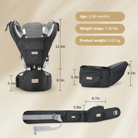 Baby Carrier Newborn from Birth, Adjustable Seat Baby Carrier for 3-20 kg, 3 Carrying Options, Ergonomic, Cosy and Lightweight, Perfect Baby Carry Strap for Travel
