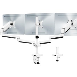 MOUNT PRO Triple Monitor Stand, 3-Monitor Desk Mount for Screens Up to 32 Inch, Full Motion Gas Spring Arm, Heavy Duty, VESA, White