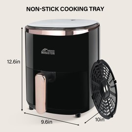 Miraston 3.6Qt Air Fryer, Compact 9-in-1 Basket Air Fryer with Baking Pan, Digital Touchscreen Display, Air Fry, Bake, Roast, Broil in Minutes, Black