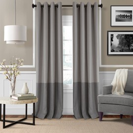 Elrene Home Fashions Braiden Color-Block Blackout Window Curtain, Single Panel, 52 in x 95in (1 Panel), Gray
