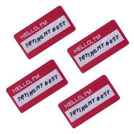 4PCS Hello I'm Trying My Best Embroidered Patches Funny Iron on Patches Sew Iron on Applique Embroidered Patches Iron on Patches for Clothing Bags Hats Jackets Jeans Iron On Sew On Emblem