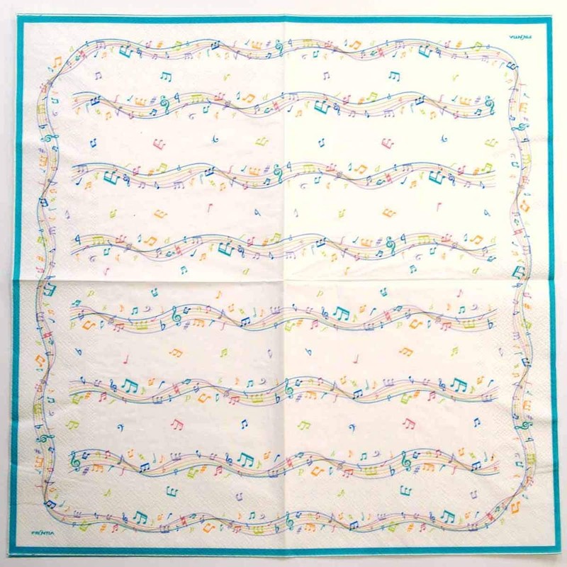 ペーパーナプキン ミュージック フロンティア デコパージュ ラッピング パーティー 音楽柄 五線譜 音符 デザイン