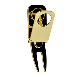 DUCIHBA Cigar Holder, Magnetic Golf Divot Repair Tool and Ball Marker, 3 in 1 Golf Accessory Tool, Gift for Man, Metal Zinc Ally_ Polished Golden Finish