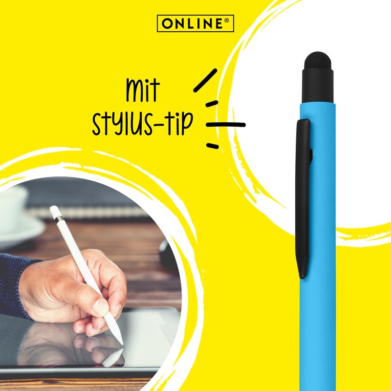 Onlinen Ballpoint Pen Aluminium Stylus Blue, Retractable Ballpoint Pen Made