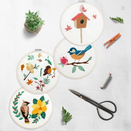 Bonroy 4 Sets Embroidery Kit for Beginners,Embroidery Kit for Art Craft Handy Sewing Include Embroidery Clothes with Pattern,Embroidery Hoops, Instructions,Color Threads Needle Kit (Multi 6)