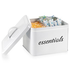 Sumnacon Tampon Holder for Bathroom Farmhouse Discreet Feminine Product Organizer with Handle Lid and Divider for Personal Items Galvanized Iron Pad and Tampon Organizer for Bathroom,Toilet Tank,Shelf