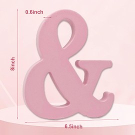AOCEAN 8 Inch Pink Wood Letters Unfinished Wood Letters for Wall Decor Decorative Standing Letters Slices Sign Board Decoration for Craft Home Party Projects (&)