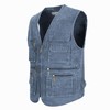 Men's Fishing Vest Stone Washed Denim Multi Pockets Outdoor Casual